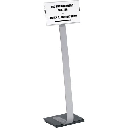 DURABLE OFFICE PRODUCTS Duo sign Stand, Versatile, 11"x11-1/2"x46-1/2", Black/Aluminum DBL481423